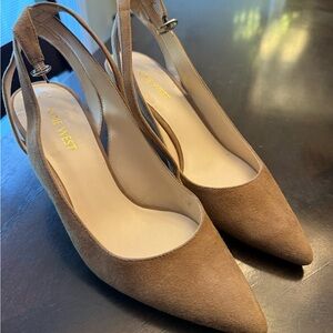 Nine West Women's Tan Faux-Suede Slingback Heels